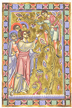 Jesus Encounters Zacchaeus. From the&nbsp;Book of Pericopes&nbsp;of the Monastery of Saint Erentrud (1140).