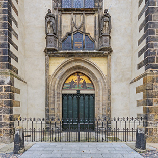 Luther's theses are engraved into the door of All Saints' Church in Wittenberg.