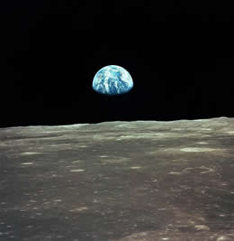 Earthrise over the moon.