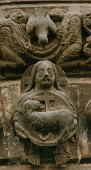 Trinity on the portal of the Basilica of St.-Denis, France, 12th century.