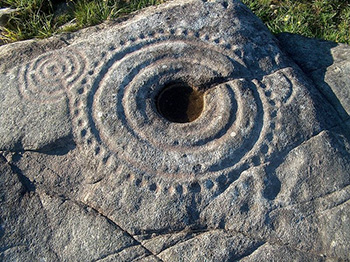 A Laxe Das Rodas Petroglyph in Muros, Galicia.