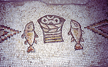 Tabgha mosaic in Galilee, 5th century.