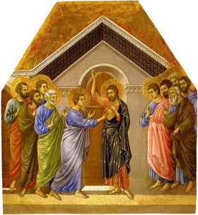 The Maesta Altarpiece: The Incredulity of Saint Thomas, 1461, Duccio.